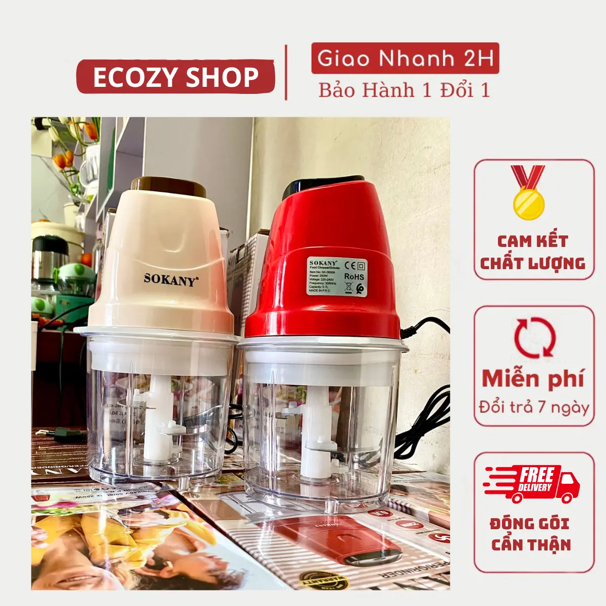 Máy xay thịt SOKANY 700ML 250W máy xay mini đa năng xay cua, cá máy xay tỏi ớt, sinh tố, Máy xay ăn dặm cho bé Lưỡi dao inox sắc bén