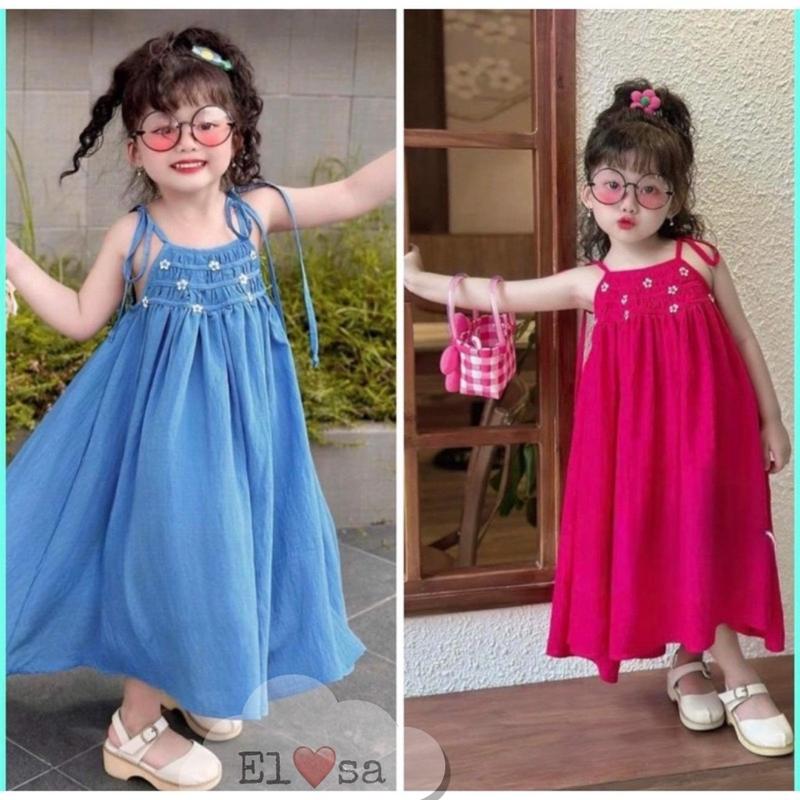  Váy bé gái - VÁY MAXI 2 DÂY HOA NỔI siêu xinh cho bé gái 1 - 8 Tuổi 