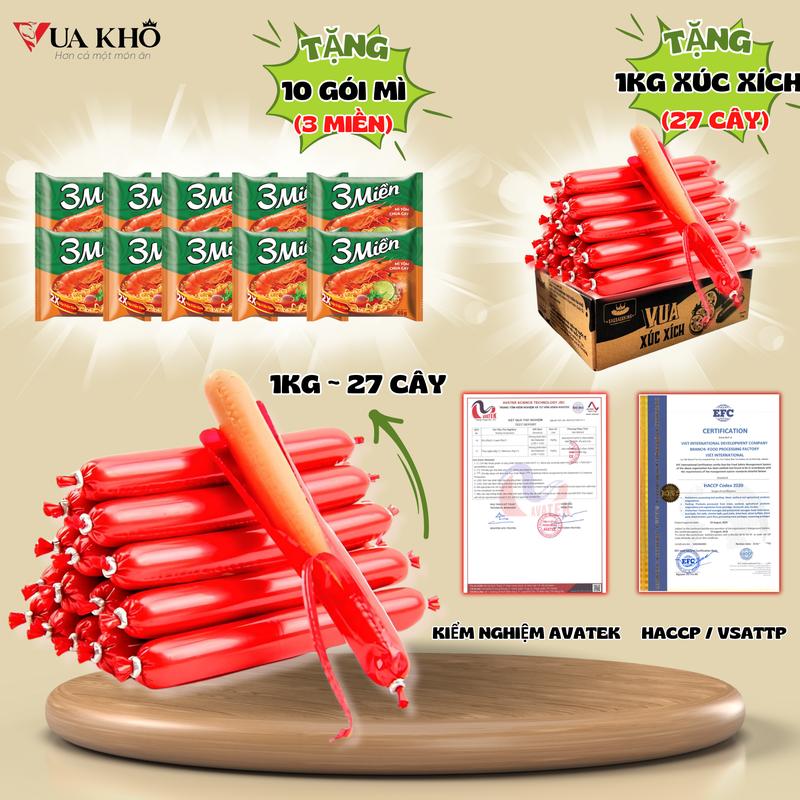 COMBO SIÊU RẺ: 1KG xúc xích ăn liền (SIZE 35gr/cây = 27 cây/kg) - Tặng 1Kg xúc xích + 10 gói mì 3 miền - Đồ ăn vặt snack, Food, ăn liền, Thức Ăn, ăn liền Thịt   đồ ăn nhẹ khô