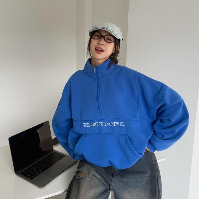 Áo Sweater WELCOME Cổ Zip Có Túi  Form Boxy Nam Nữ Nhiều Màu_SSSTore.Aesthetic Women Top