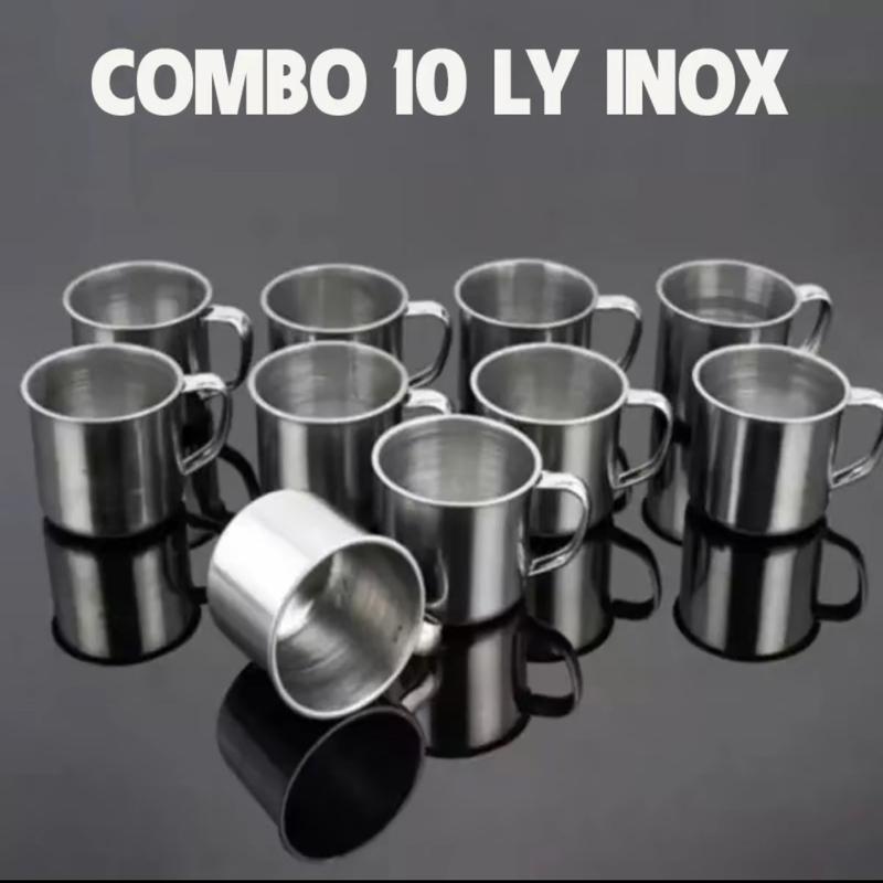 combo 10 Cốc inox có quai cầm, chống rỉ đường kính 7cm, cao 6cm ...