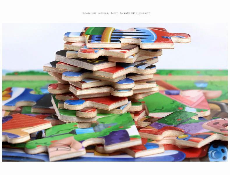Product Introduction of 20 PCs wooden puzzle cartoon animal car number Letter pattern jigsaw puzzle game kids educational learning toys for kids 18