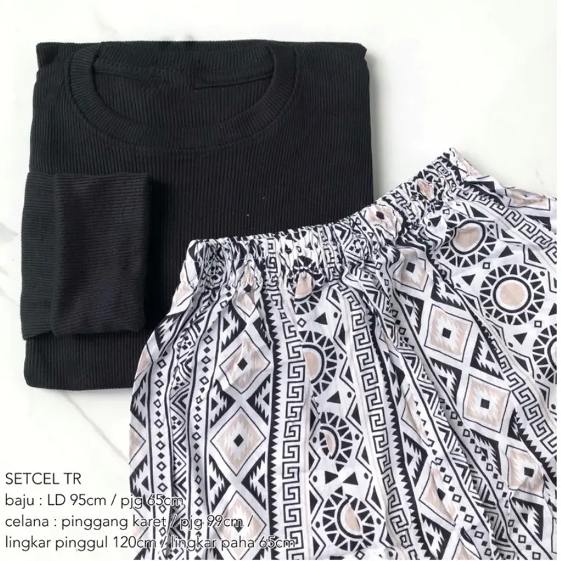 Set Baju Celana Wanita Setelan Panjang Wanita Nyaman Dewasa Katun 5