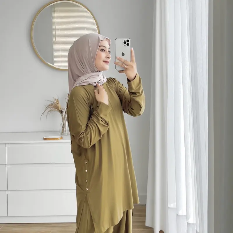 JENNA ONE SET SYARI by enchante • (Setelan Panjang/ Non Busui/ Oversize /Kaos Spandek Rayon) 4