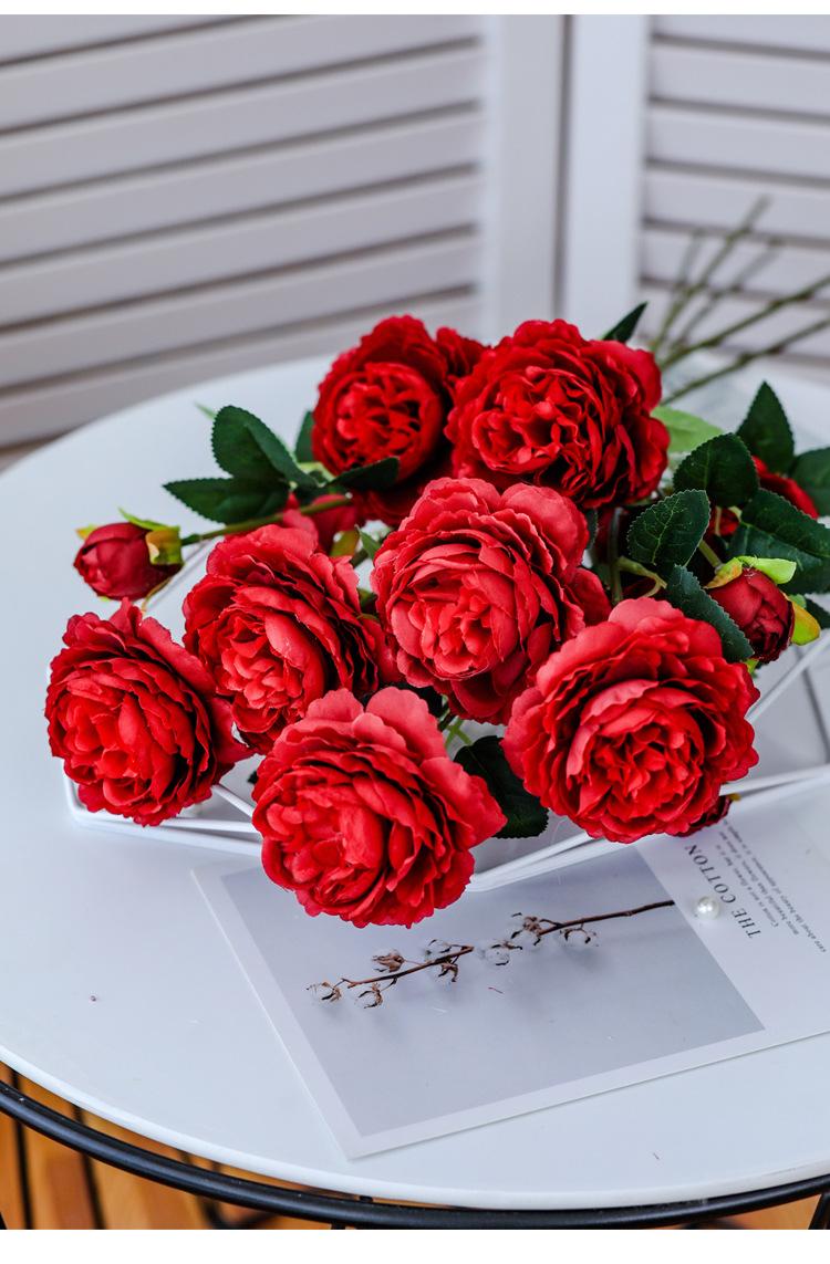 Product Introduction of Sejambak Bunga Peony Tiruan, Gaya Eropah, 3 Kepala, untuk Hiasan Rumah, Taman dan Ruang Tamu, Sesuai untuk Bekalan Majlis Perkahwinan, Bunga Palsu 5