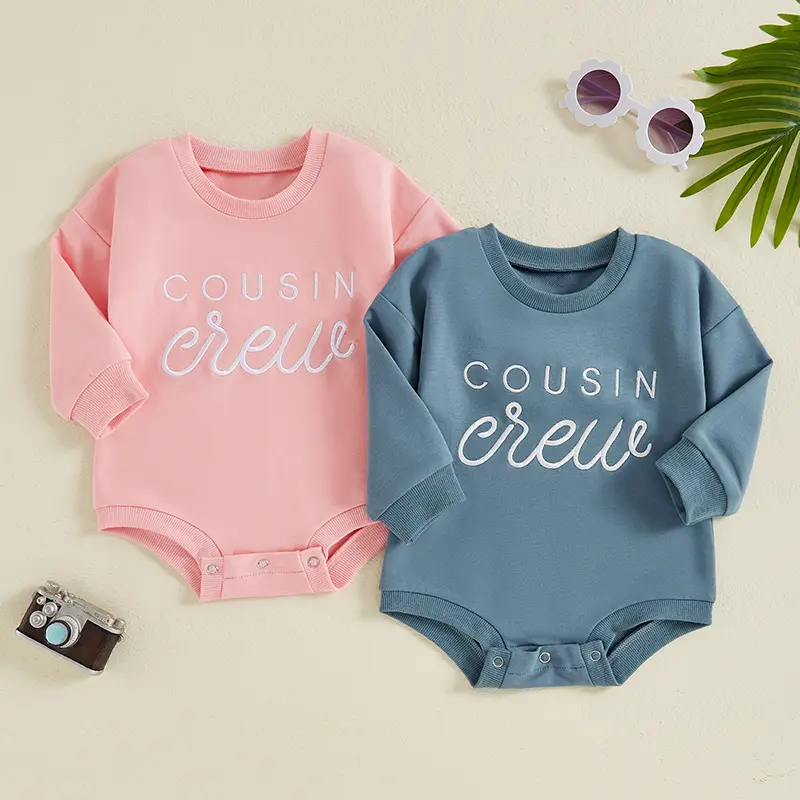 Toddler Sweatshirt Romper Letter Embroidery Baby Long Sleeve Jumpsuit for Newborn Girl Boy Cute Clothes 0 3 6 12 18 Months