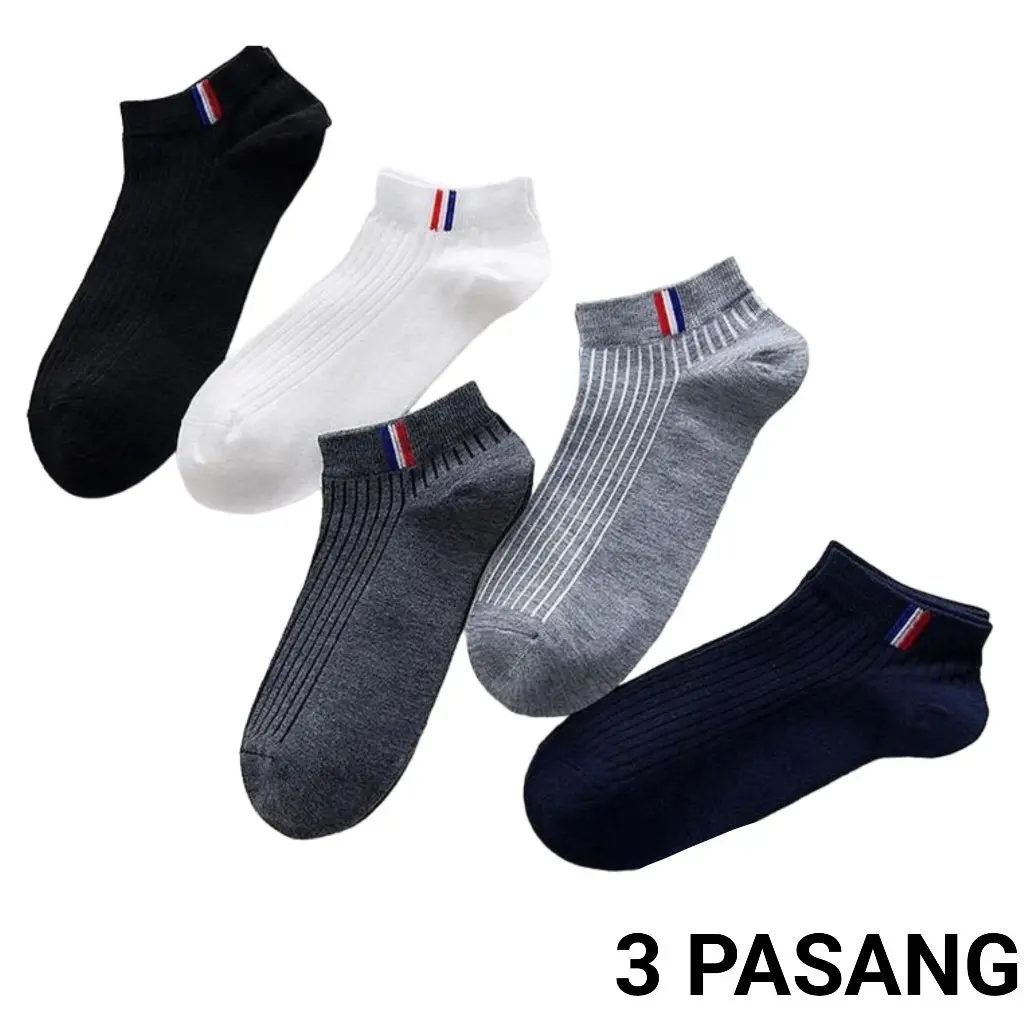 COZIEC - (3 PASANG) franccee kaos kaki pendek mata kaki pria & wanita Terlaris