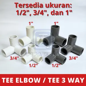 Tee Elbow / Tee 3 Way AW Abu Abu Putih SCG NAKAMA AQUALON 1/2 3/4 1 inch dim Tee Siku 3 Cabang Sambungan Fitting Pipa Paralon PVC Hidroponik