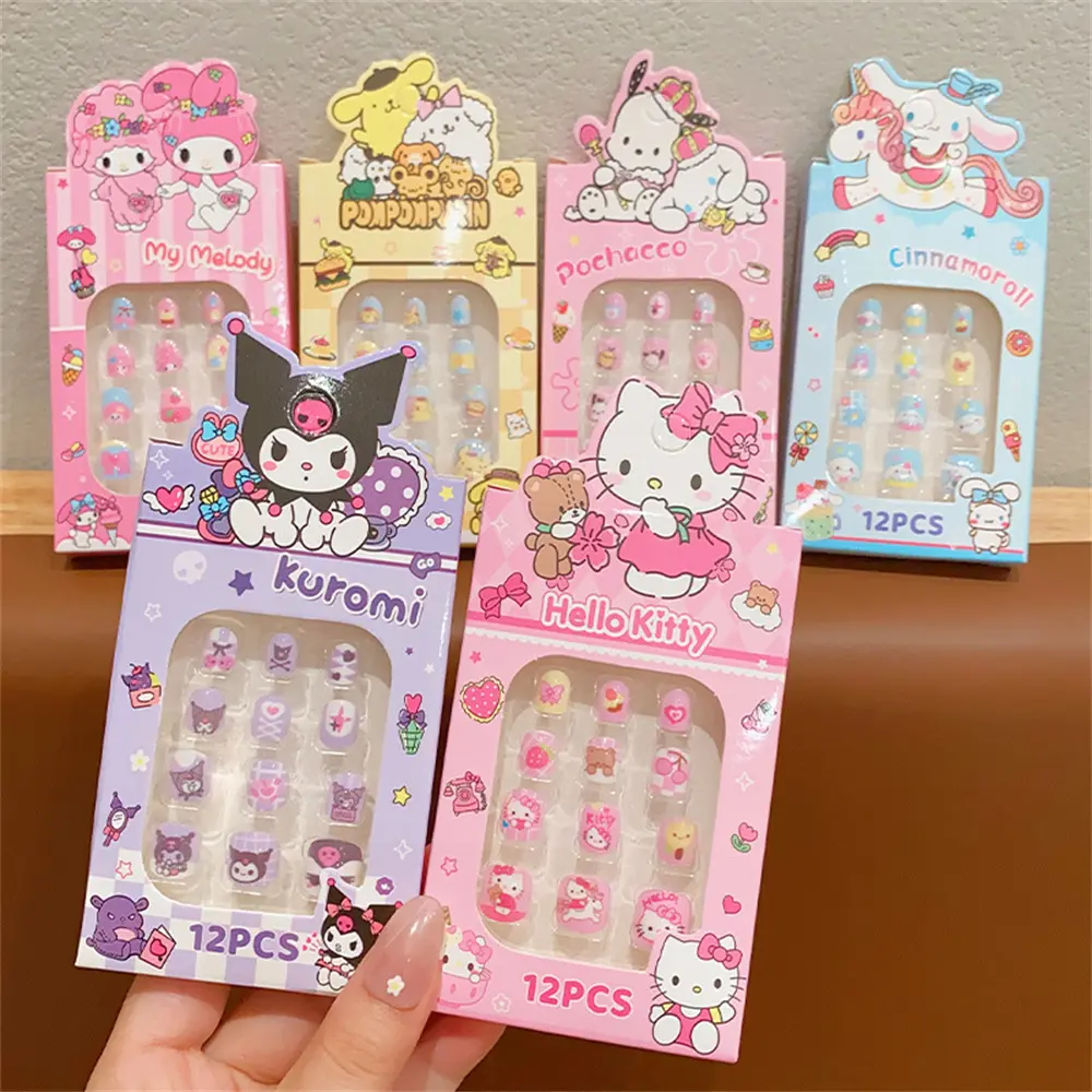 Bộ Móng Tay Giả, Hình Dán Móng Tay Hoạt Hình Sanrio, Dành Cho Trẻ Em, Miếng Dán Móng Tay Lột Dễ Thương, Có Kuromi, Melody, Hello Kitty, Vui Nhộn Và Kỳ Quặc, Thích Hợp Để Hóa Trang, Vui Nhộn Cho Bé Gái