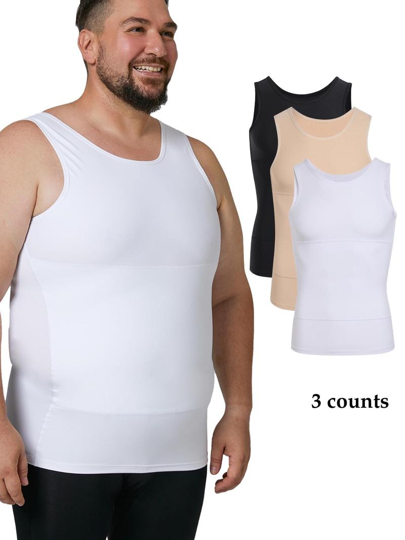 Product Introduction of Men's Solid Color Round Neck Compression Shapewear Tank Top, High Stretch Tummy Control Shaper Vest, Men's Shapewear for All Seasons 6