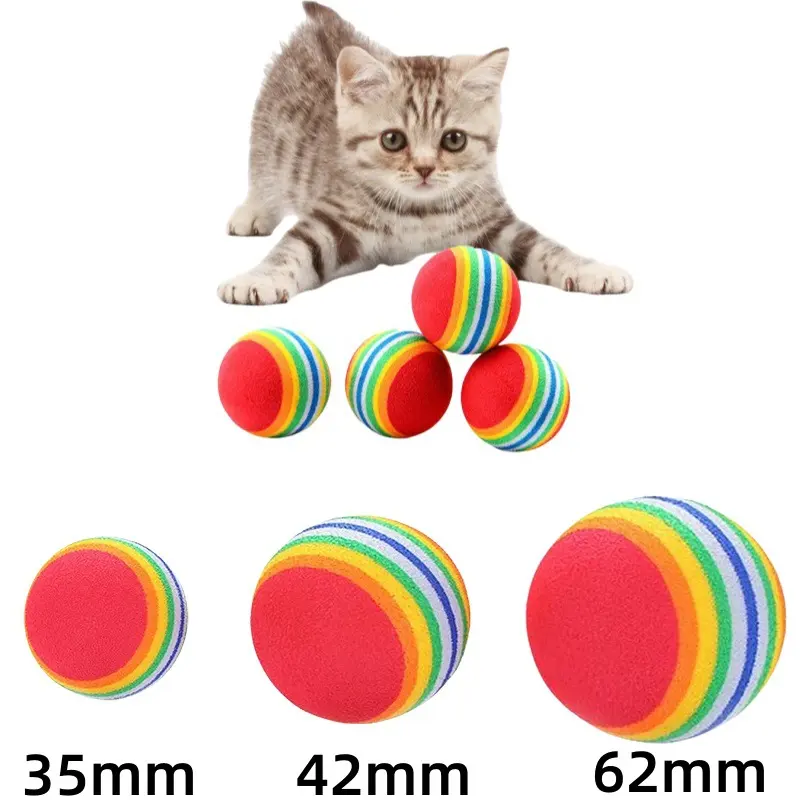 Colorful Pet Rainbow Foam Fetch Balls Training Interactive Dog Funny Toy