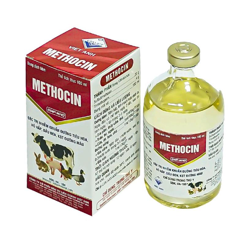 METHOCIN đặc trị KST máu , nhiễm khuẩn đường tiêu hóa , đầu đen , viêm ruộtt gia cầm 100ml 2