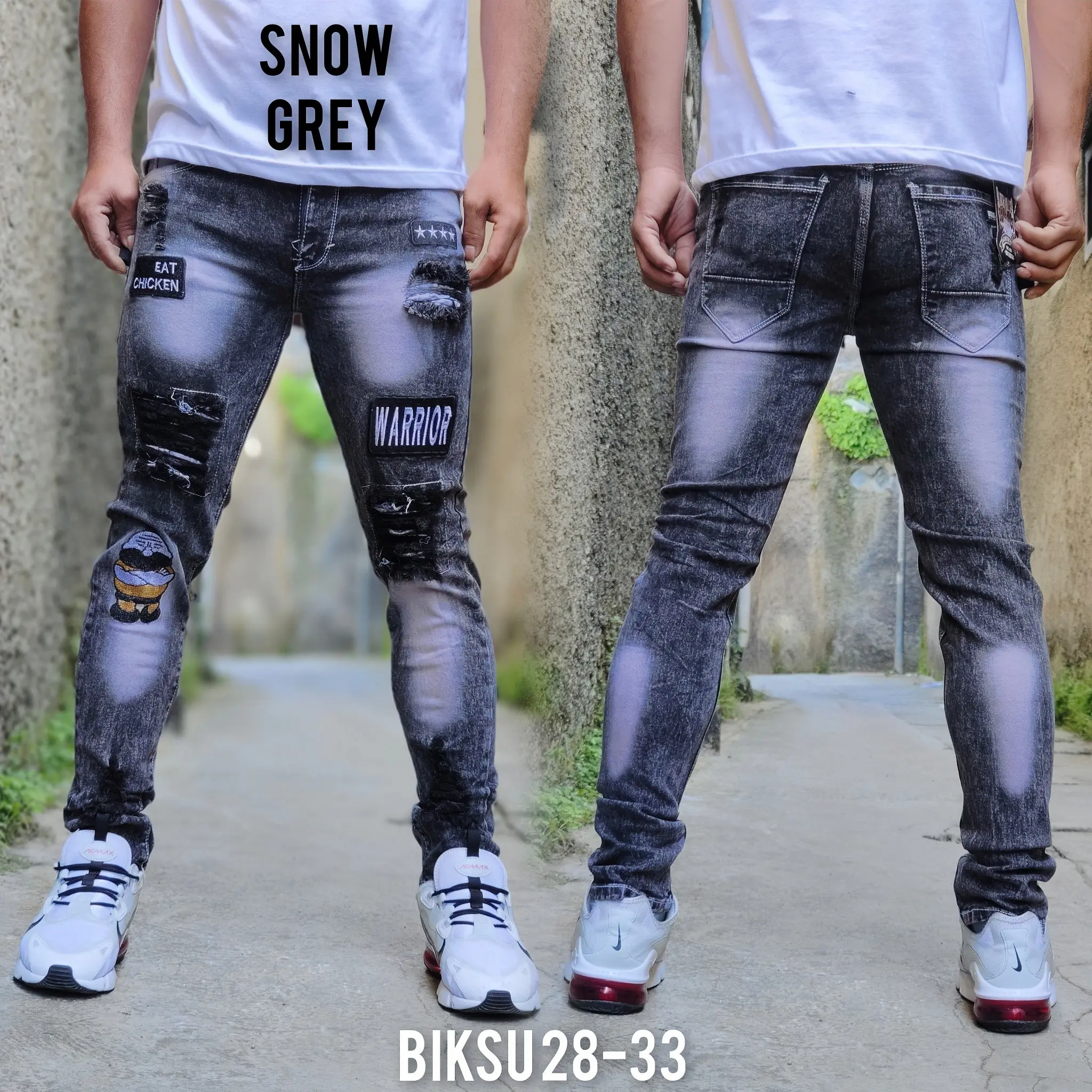 Terlaris celana jeans panjang pria sobek bordier emblem - celana panjang pria sobek emblem distro termurah Skinny Stretch slim  fit
