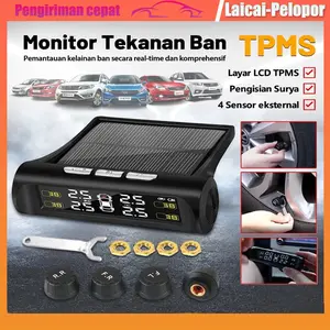 Original TPMS Monitor Tekanan Ban Mobil Dengan Layar LCD Solar Power TPMS Alarm Pengukur Tekanan Ban Mobil LCD Solar Power