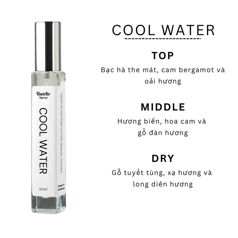 Nước hoa Nam TaenKo Cool Water Lịch lãm, Cuốn hút, Đầy nam tính - Dạng xịt 10mL 2