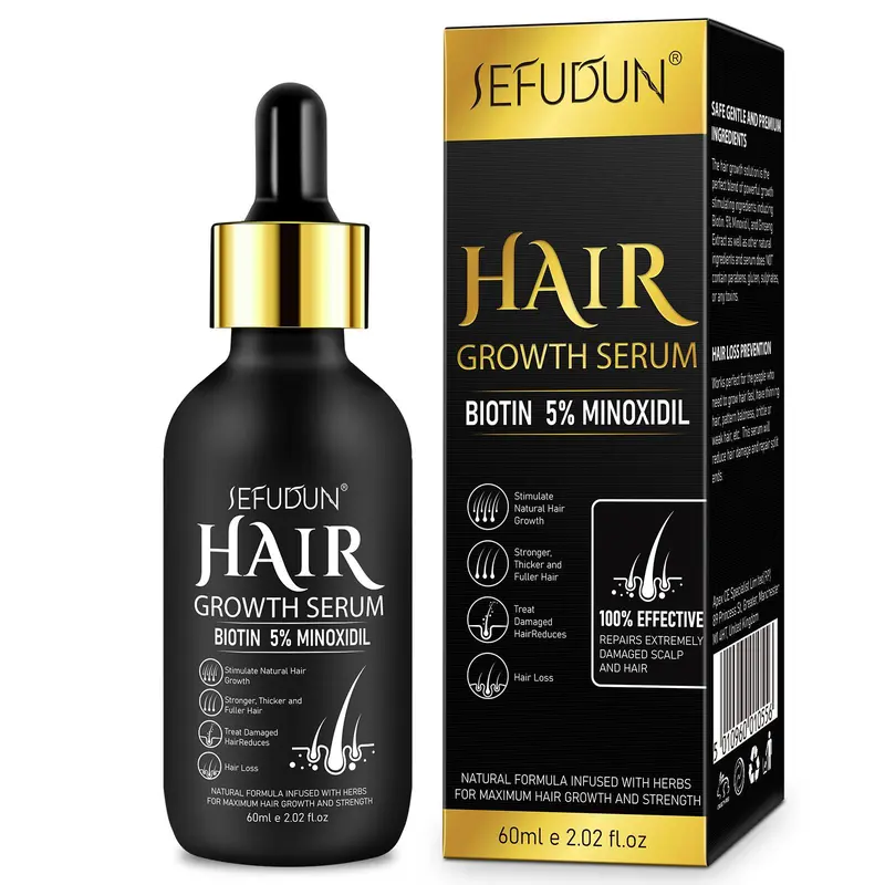 5% Minoxidil Hair Serum, Safe and Effective Hair Strengthening Serum with Biotin for Thinning Hair, Creat Fuller, Thicker Hair, Hair Care Product for Men & Women, Christmas Gift, Suitable for All Hair Types 8
