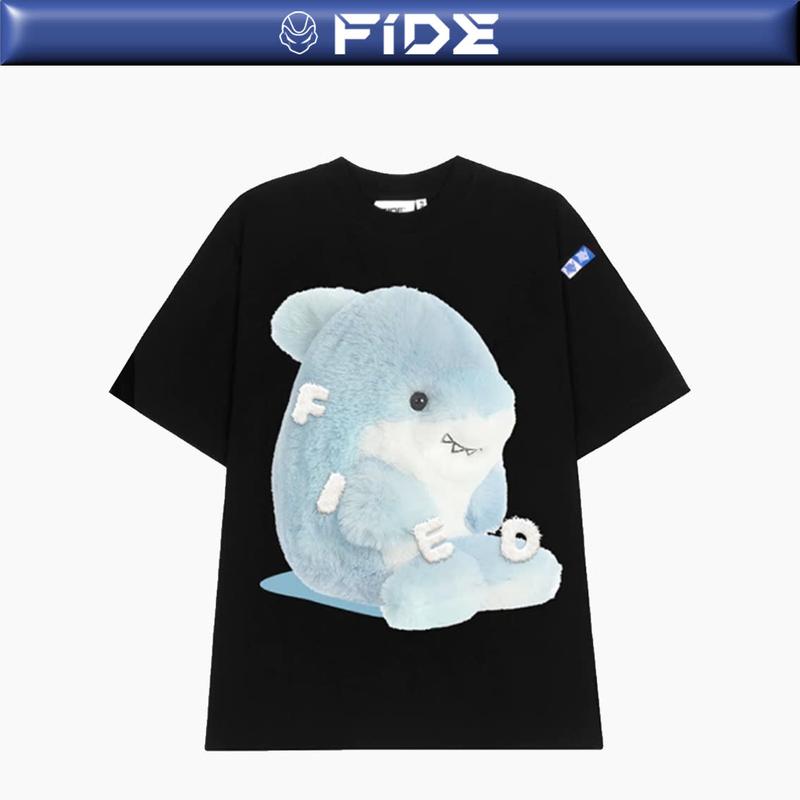 Áo thun cá mập baby FIDE phông trơn nam nữ cổ tròn SHARK 03 Menswear Top Cotton