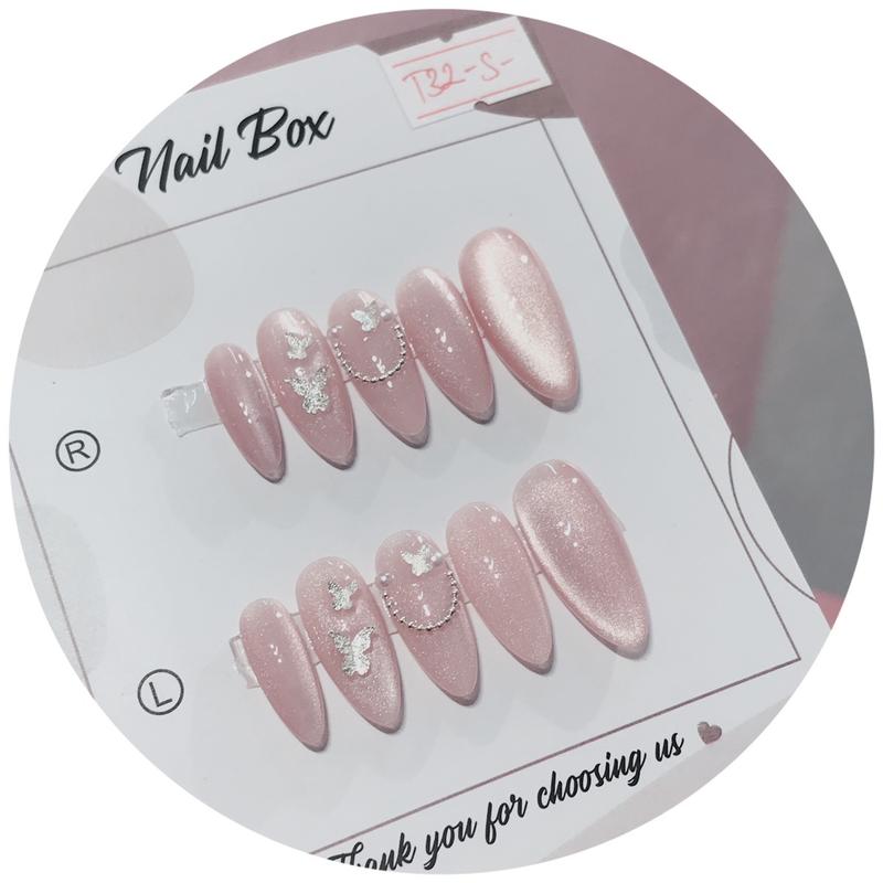 Huyền Trang Nailbox gắn móng tay màu hồng thạch bling T32 Làm Nail
