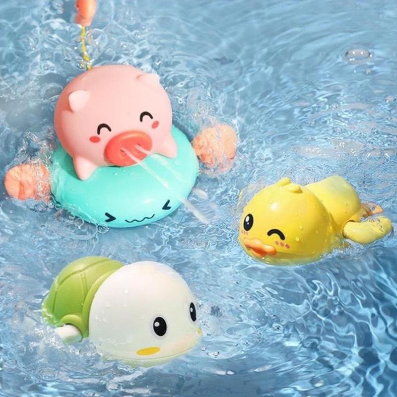 Đồ chơi nhà tắm cho bé, cá heo vặn cót lội nước rùa bơi trong nước, vịt, cua, heo, đồ chơi con vật thả bồn tắm Toys