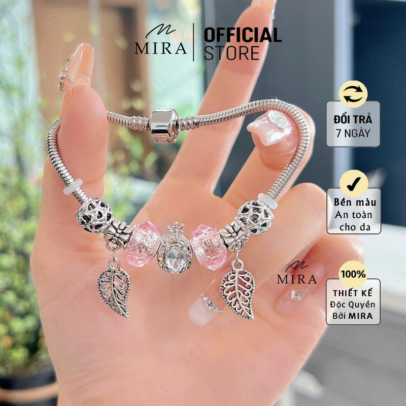 BPAN07 Dây Bấm Titan, Lắc Tay Mix Vương Miện, Đủ Màu Đá, Khóa Có Thể Tháo Mở MIRA STORE VN