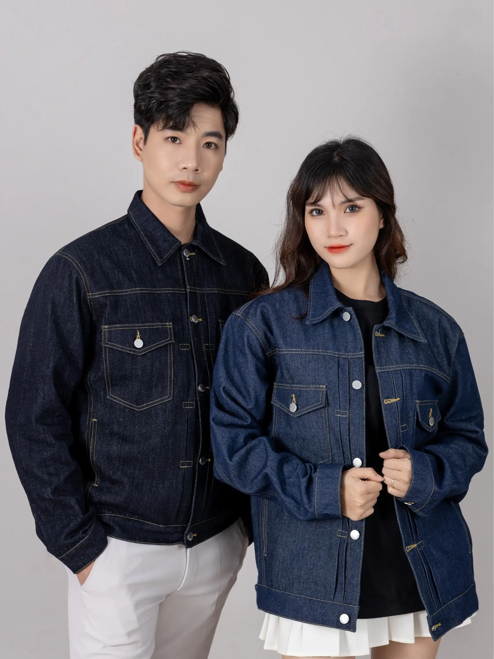 Áo Khoác Jeans Nam  Chất Liệu Denim Menswear   Có Cổ