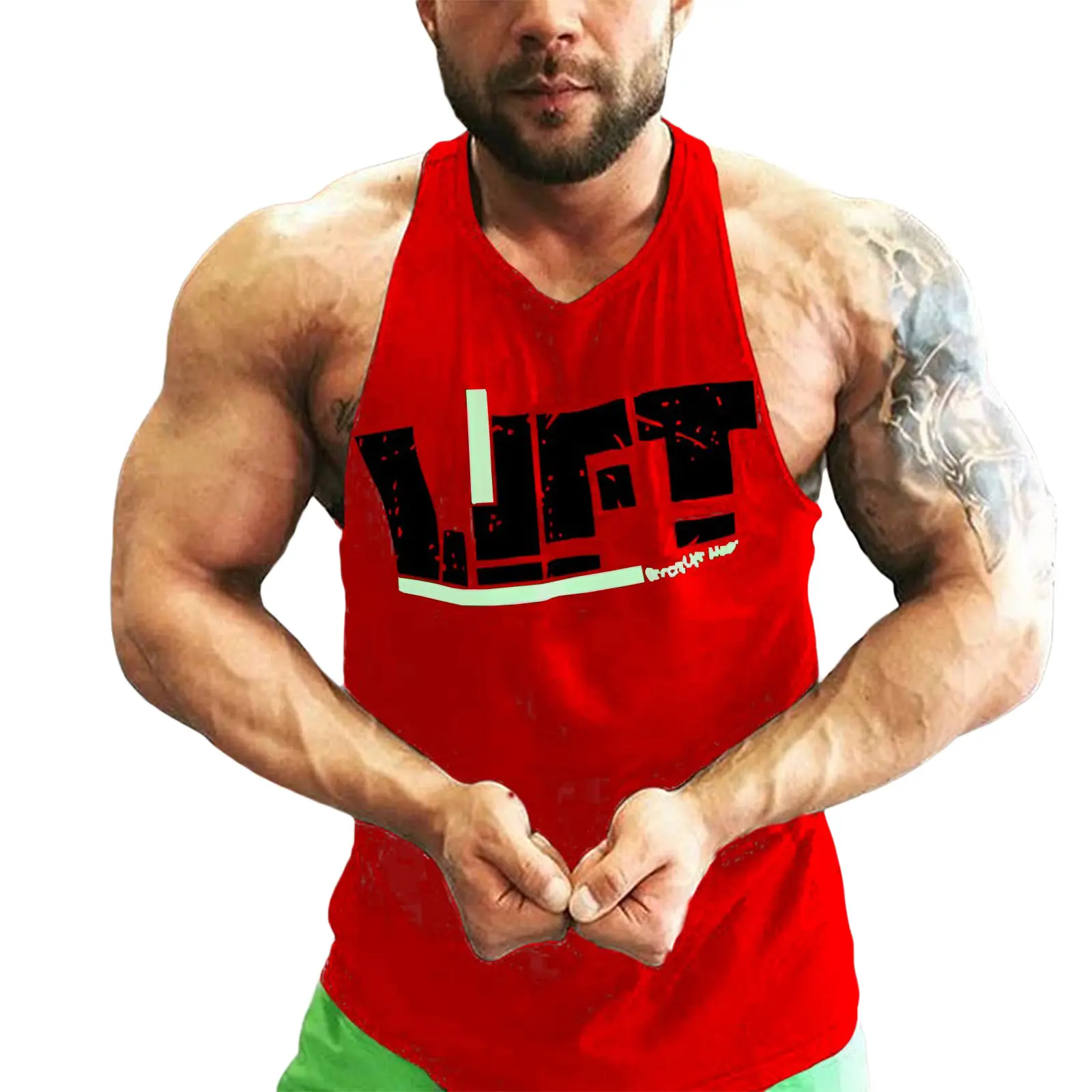 Men's Workout Tank Tops Summer Sleeveless Letter Print Muscle T Shirts Quick Dry Gym Shirt