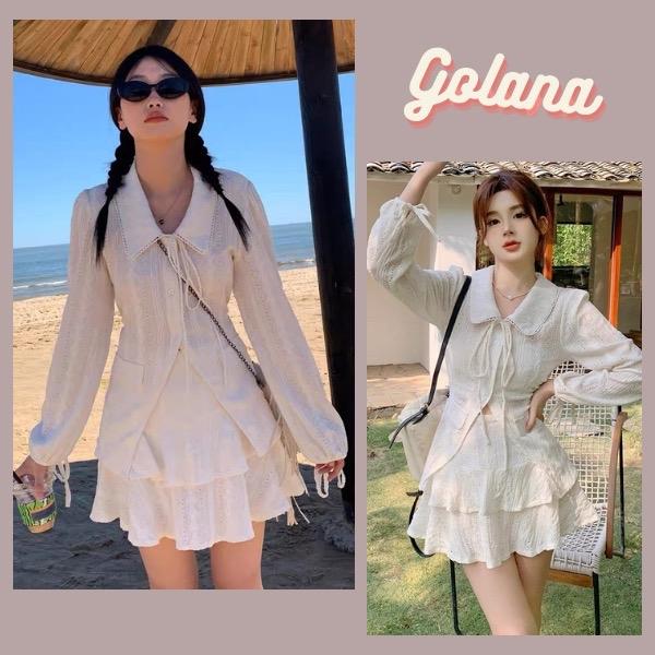Set Áo Trắng Ren Kèm Chân Váy Tầng Có Lót Quần Dolly dress Có bigsize