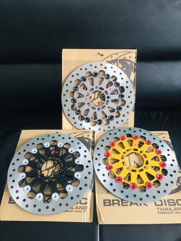 Đĩa thắng trước KINGDRAG 267mm lồng nhôm CNC gắn mọi loại xe 3 màu (vàng-xám-đen)