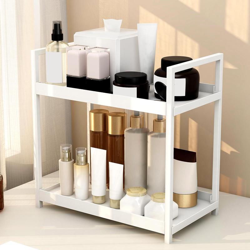 2-layer Desktop Storage Rack, Bedroom Accessories, Cosmetic Storage Box, Spice Rack, Kitchen & Bathroom Vanity Storage Rack, Modern Home Organizer, Storage for Bedroom, House Decor, Bathroom Accessories Decorative 8