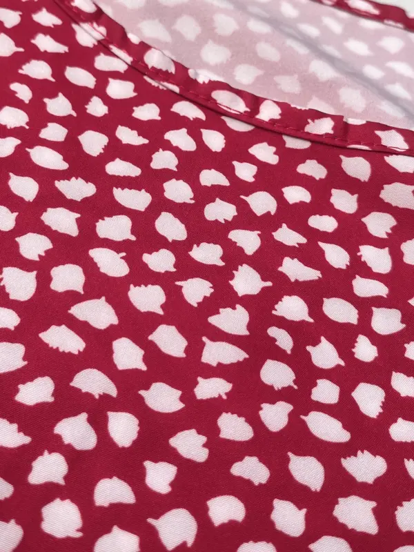 【Plus Size】 All Over Print Layered Sleeve Blouse, Casual Short Sleeve Round Neck Top for Summer, Women's Plus Clothing for Daily Wear 5