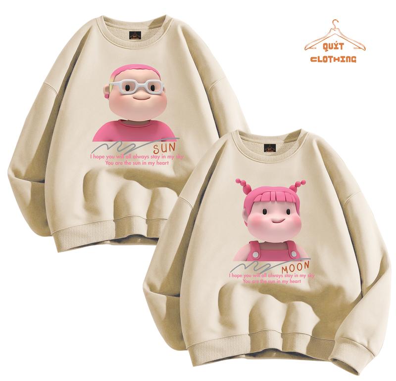 Áo Đôi sweater sun - moon chất nỉ bông form rộng dáng Unisex 2