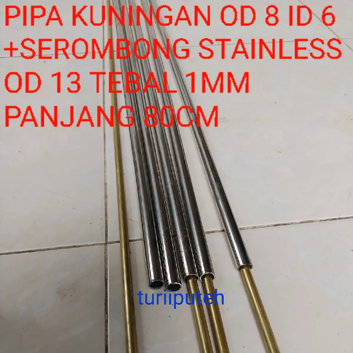 1 paket kuningan od 8 id 6 dan stainless od 13 id 10,5 panjang 80cm