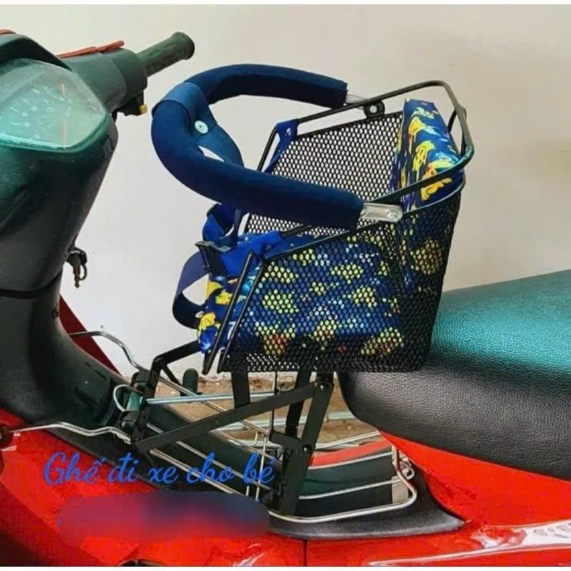 Ghế lưới ngồi xe số cho bé nhỏ (xe Sirius,Future,Wave,Dream,Jupiter,Alexo,Honda Cub,...) có dây đai an toàn