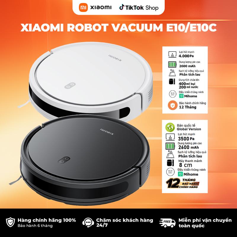 Robot Hút Bụi Lau Nhà Xiaomi Robot Vacuum E10 / E10C EU  - Tự động lau dọn, hút bụi – Phiên Bản Quốc Tế - BH 12 tháng