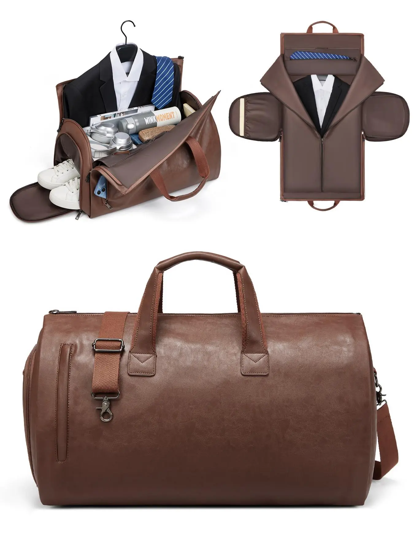 Men's Business Trendy Durable Large Capacity Travel Bag, Vintage Casual Zipper Duffel Bag for Work & Business, Carry on Weekender Bag for Outing & Holiday & Travel Luggage, Travel Essentials