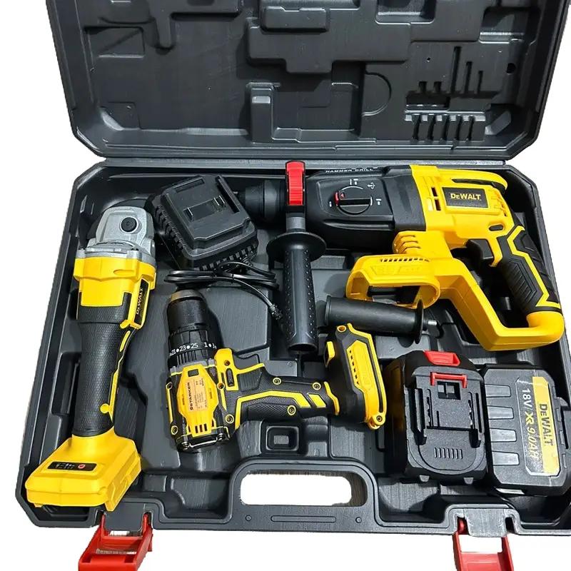 Freeship Combo 3 Máy Khoan Pin Công Trình - Khoan Bê Tông - Máy Mài - Khoan 10 ly - Chân Pin Phổ Thông- Động Cơ Từ Không Chổi Than