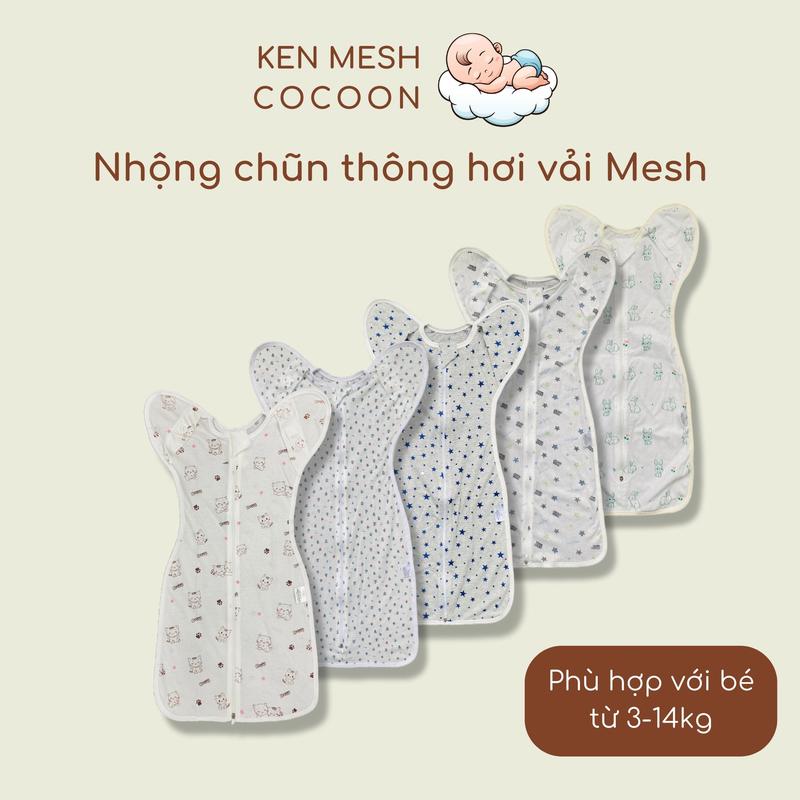 KEN Mesh Cocoon Nhộng Chũn Thông Hơi Mesh Lưới Túi Ngủ Cotton Bambo Cho Bé An Toàn Mùa Hè Đông Chất Liệu Cao Cấp Thiết Kế Thông Minh Phù Hợp Mọi Mùa