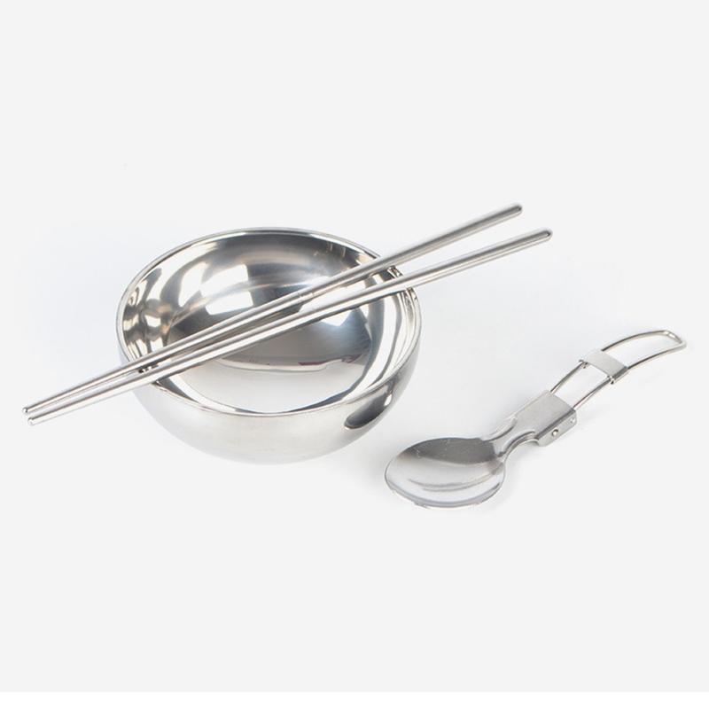 Product Introduction of Stainless Steel Camping Tableware Set Bowl Spoon Chopsticks Outdoor Cutlery 0