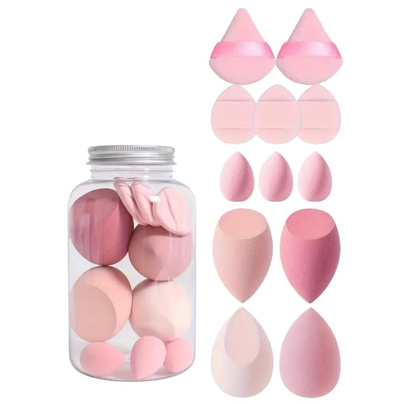 Bộ Mút Trang Điểm 12 Cái 14 Cái Siêu Mềm Mút Đánh Phấn Hình Tam Giác Sử Dụng Ướt Và Khô Đệm Giọt Nước Dụng Cụ Trang Điểm Phấn Kem Nền Có Bình Đựng Thích Hợp Cho Mỹ Phẩm