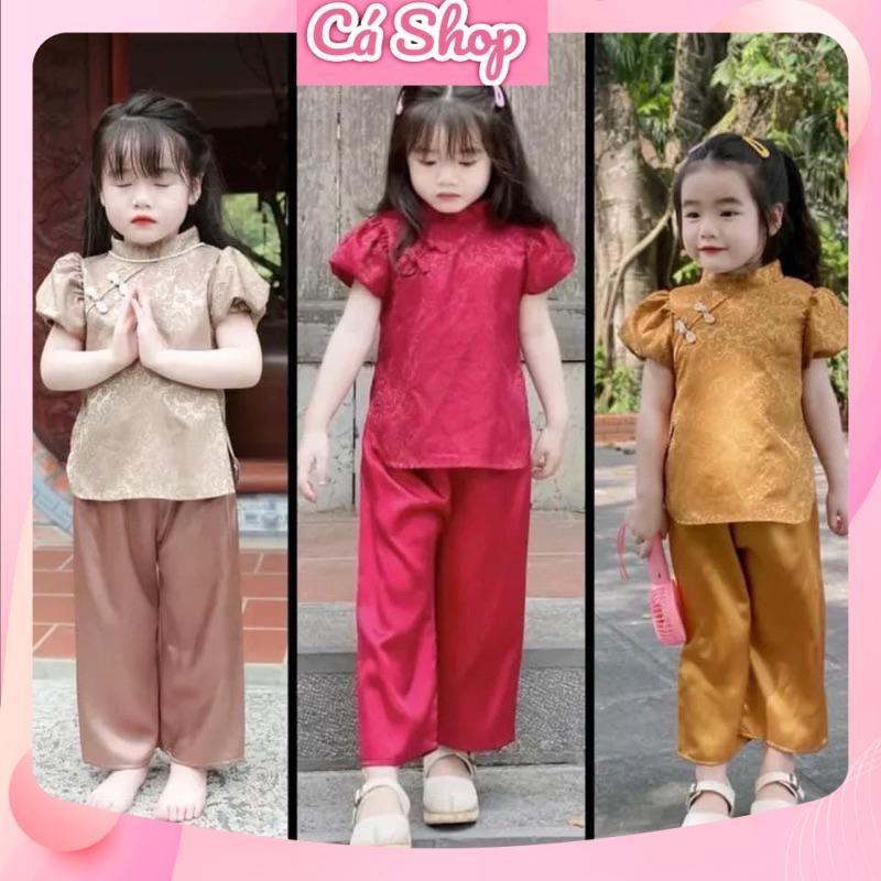 Bộ bà ba, bộ đồ lam, bộ phật tử cúc lá BBCL cho bé gái