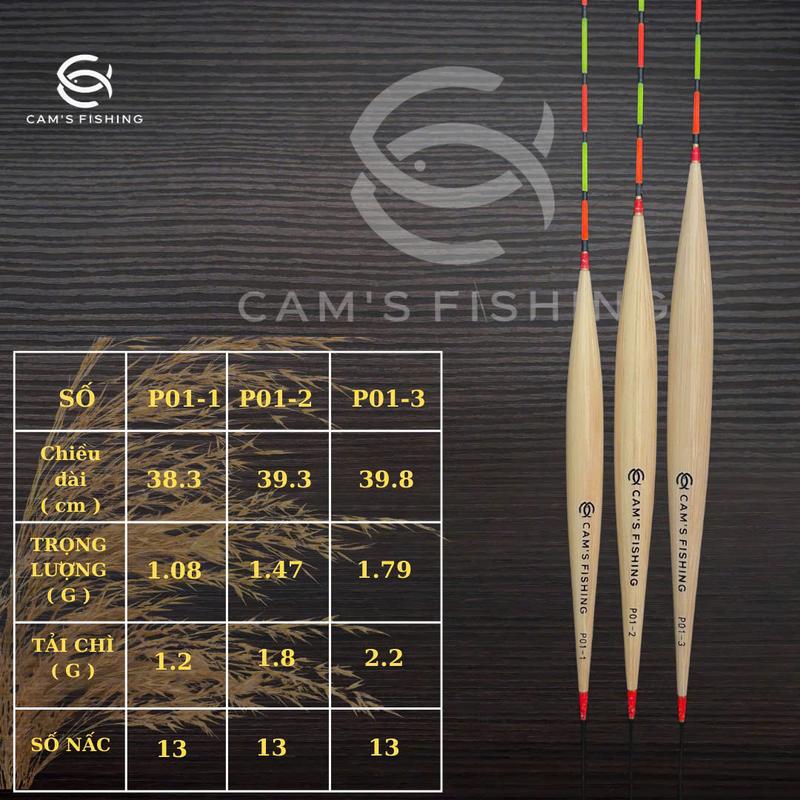   CAM'S FISHING   Phao Cỏ P01 - Độ Nhạy Cao Cho Cá Rô Phi - Thiết Kế Thon Dài Giảm Lực Cản Nước - Trọng Lượng Nhẹ 1.2g - 2.2g - Số Đốt 13 - Chất Liệu Cỏ Tự Nhiên - Phù Hợp Hồ Dịch Vụ & Tự Nhiên 