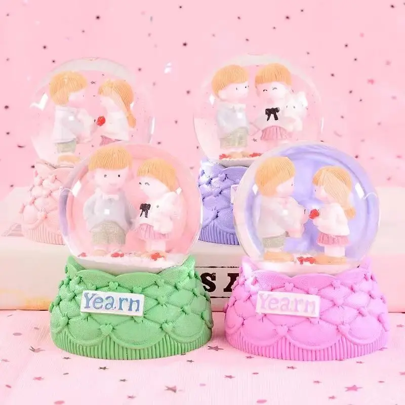 bola kristal salju lampu snowball  kado dgn karakter pacaran / sepasang lgi pacaran