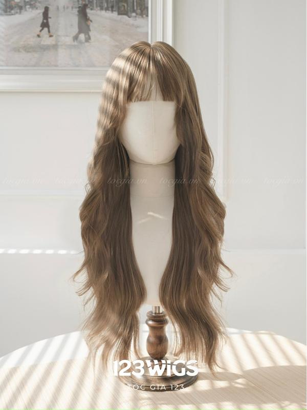 123WIGS - Tóc giả nguyên đầu hush cut xoăn mái thưa dài ngang lưng S1006 7