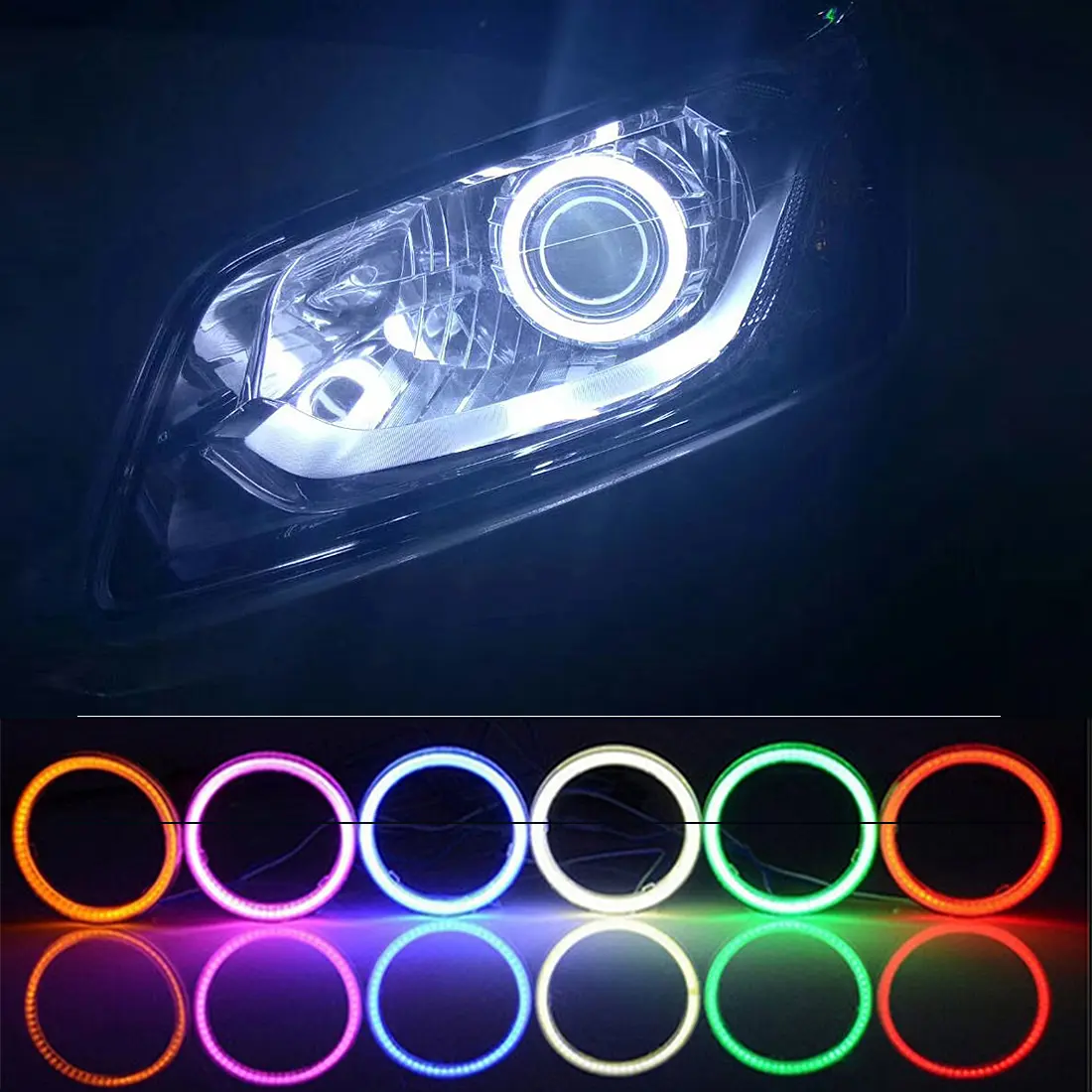 Cincin Halo Mata Malaikat COB, 1PC,Fog Lamp,Beacon Light,Lampu Depan,lampu isyarat,Tersedia dalam 60/70/80/90 / 95/100 / 110 / 120MM,LED Lamp, 12V Car mentol lampu red light lampu hiasan  Biru