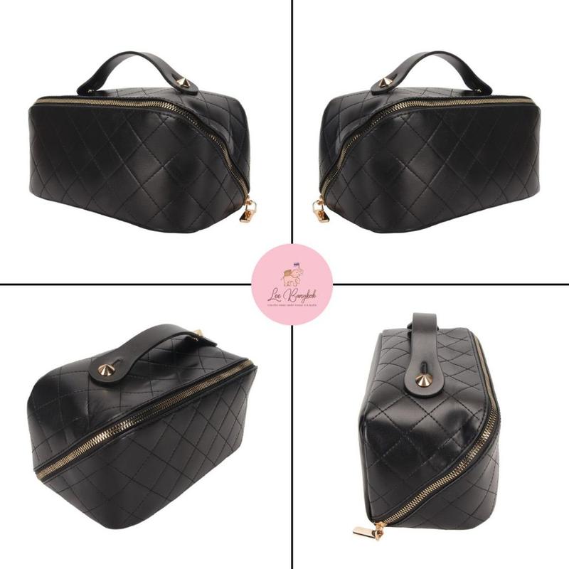Túi Đựng Mỹ Phẩm, Phụ Kiện Makeup 2 Ngăn Sức Chứa Lớn Chất Liệu Da Pu Chống Nước Siêu Tốt Tiện Lợi Du Lịch Có Khóa Kéo 2