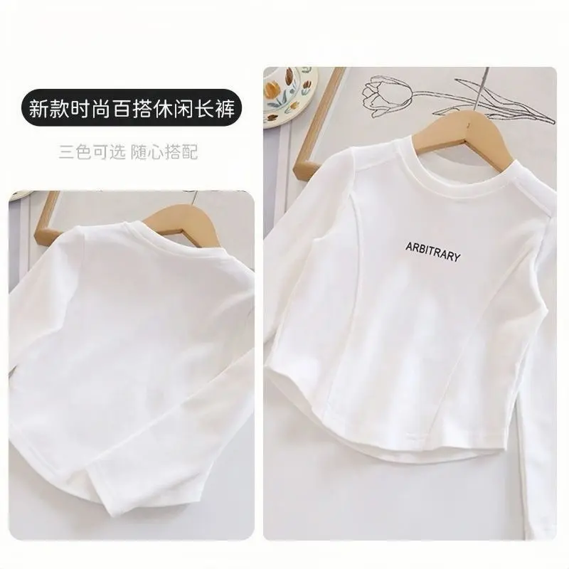 Áo Thun Bé Gái, Phong Cách Mùa Xuân Và Mùa Thu, Phong Cách Phương Tây, Dài Tay, Thích Hợp Cho Trẻ Em, Lớp Cơ Sở, Cỡ Trung Và Lớn, Áo In Chữ, Trang Phục Mùa Thu, 2024 8