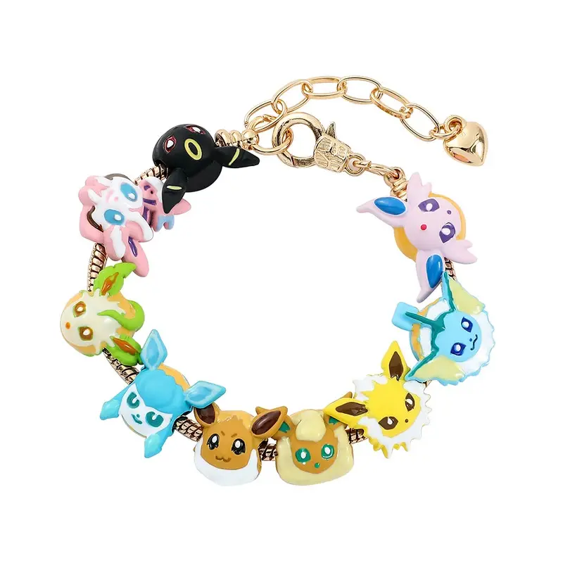 Pokemon Anime Figure Eevee Beads Bracelet Cute Cartoon Enamel Beaded Hand Chain for Women Men DIY Bangle Jewelry Accessories