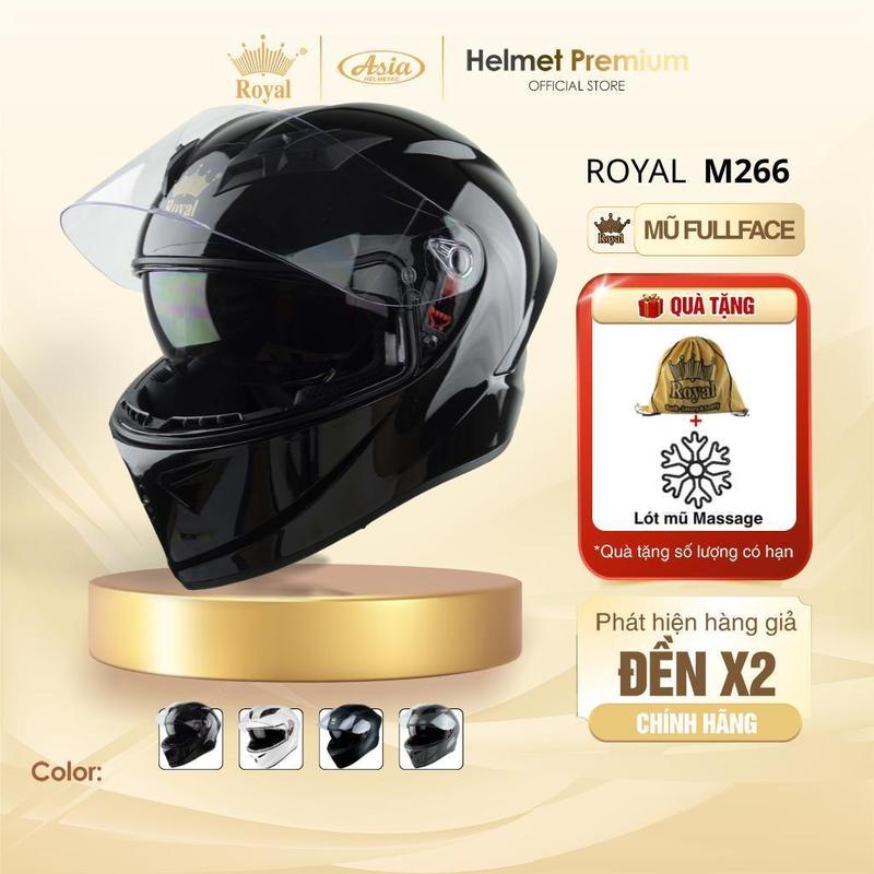 [Full Màu] Mũ Bảo Hiểm Fullface Nam Nữ Royal M266 - 2 Kính Chống Nắng, Thông Gió Thời Trang, Vỏ Nhựa Abs Chống Va Đập, Bảo Hành 12 Tháng