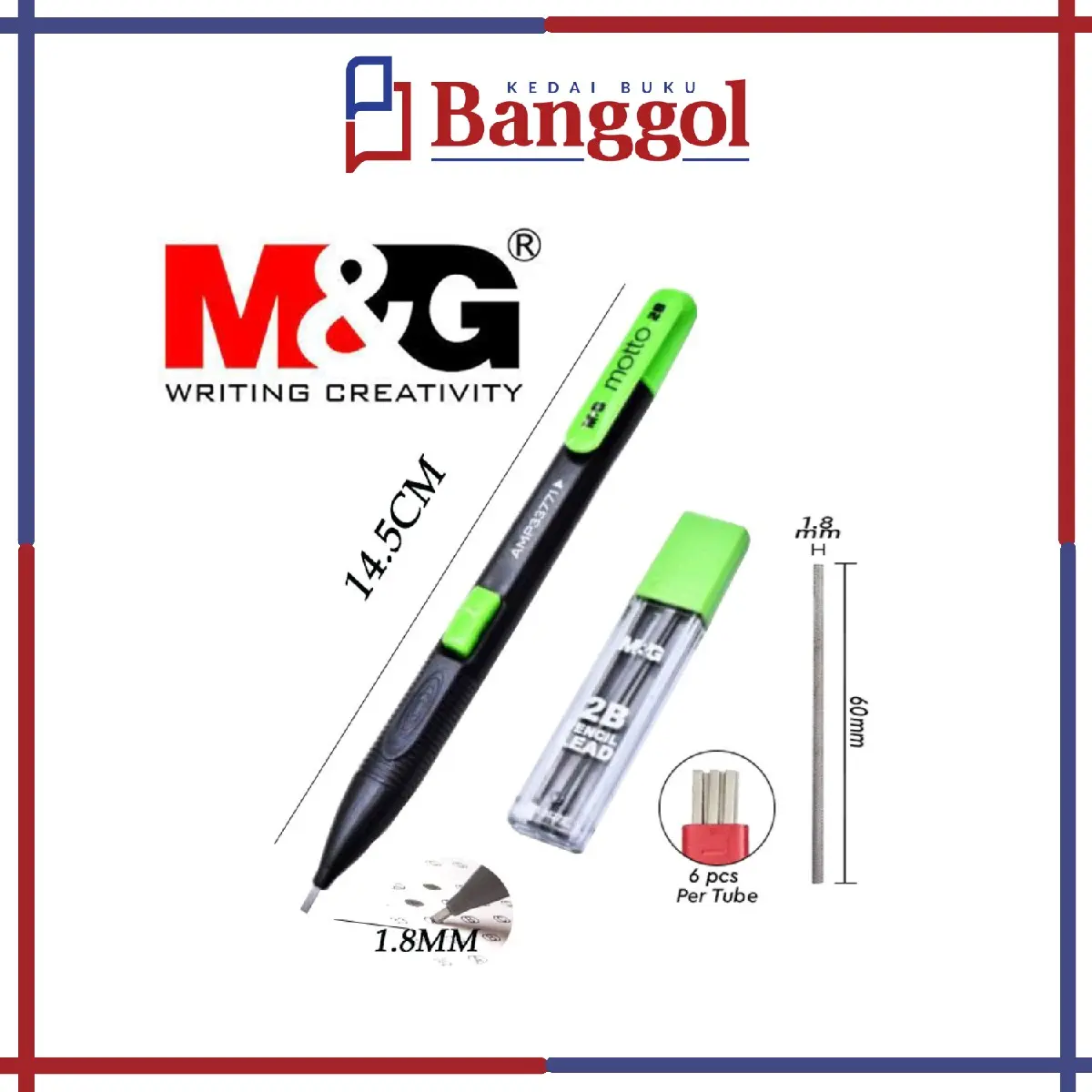 M&G Chisel/Khat Jawi Mechanical Pencil 2B (Unit)