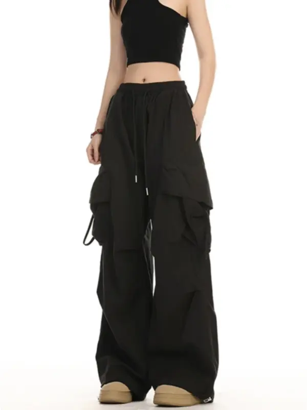 Quần Túi Hộp Ống Rộng Haven Studio chất kaki form rộng bigsize màu đen trắng Pants quan jogger big Sport Thể Dục 4